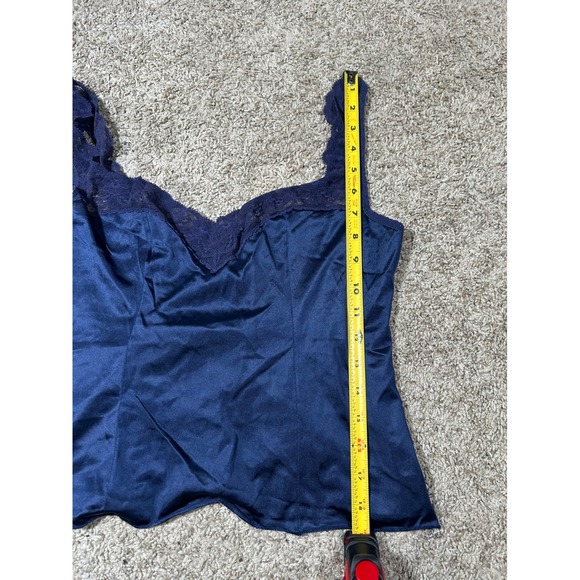 Vintage Navy Blue Lace Trim Sheer Camisole Tank Top Style Women's Size 36 Small - Picture 9 of 9